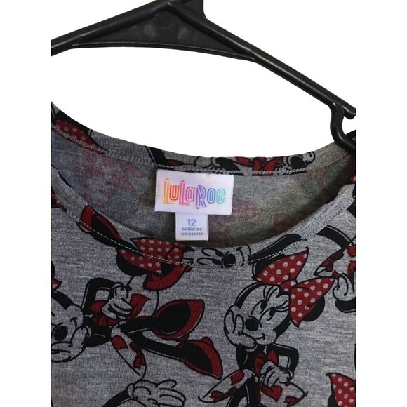 LuLaRoe Dress Girl's Size 12 Minnie Mouse Gray Cap Sleeve NEW - Picture 4 of 8